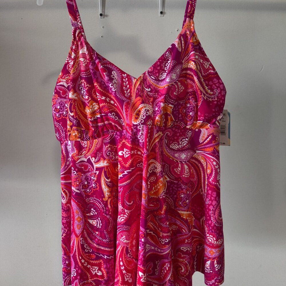 NWT Swim Solutions Women's Underwire V-Neck Tankini Top Size 18 $80 10HL148